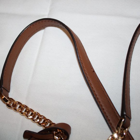 Michael Kors Jet Set Travel Large Chain Shoulder Tote white and Camel MK logo - Picture 9 of 16